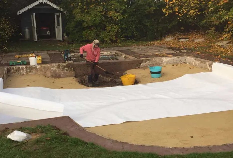 Formal pond liner installation project