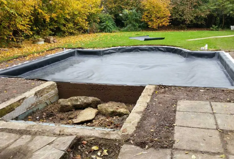 Formal pond liner installation project