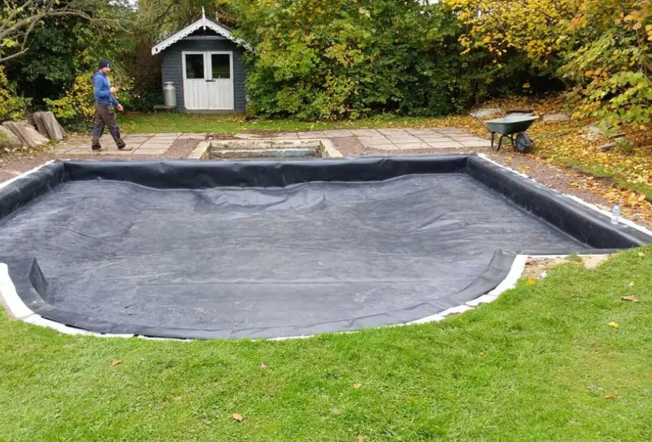 Formal pond liner installation project