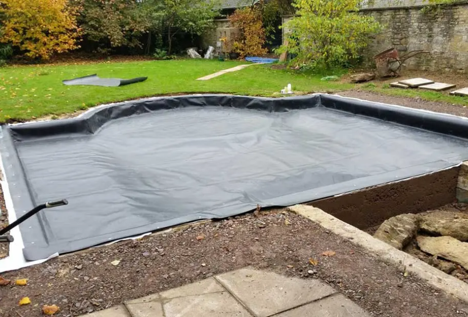 Formal pond liner installation project